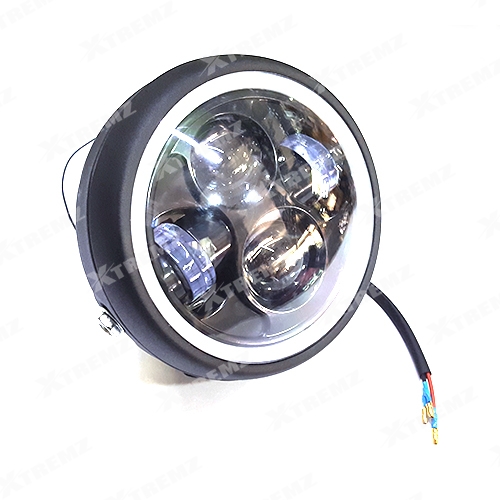 Xtremz RX Doom Headlight With Full Ring For Universal Bikes White Color
